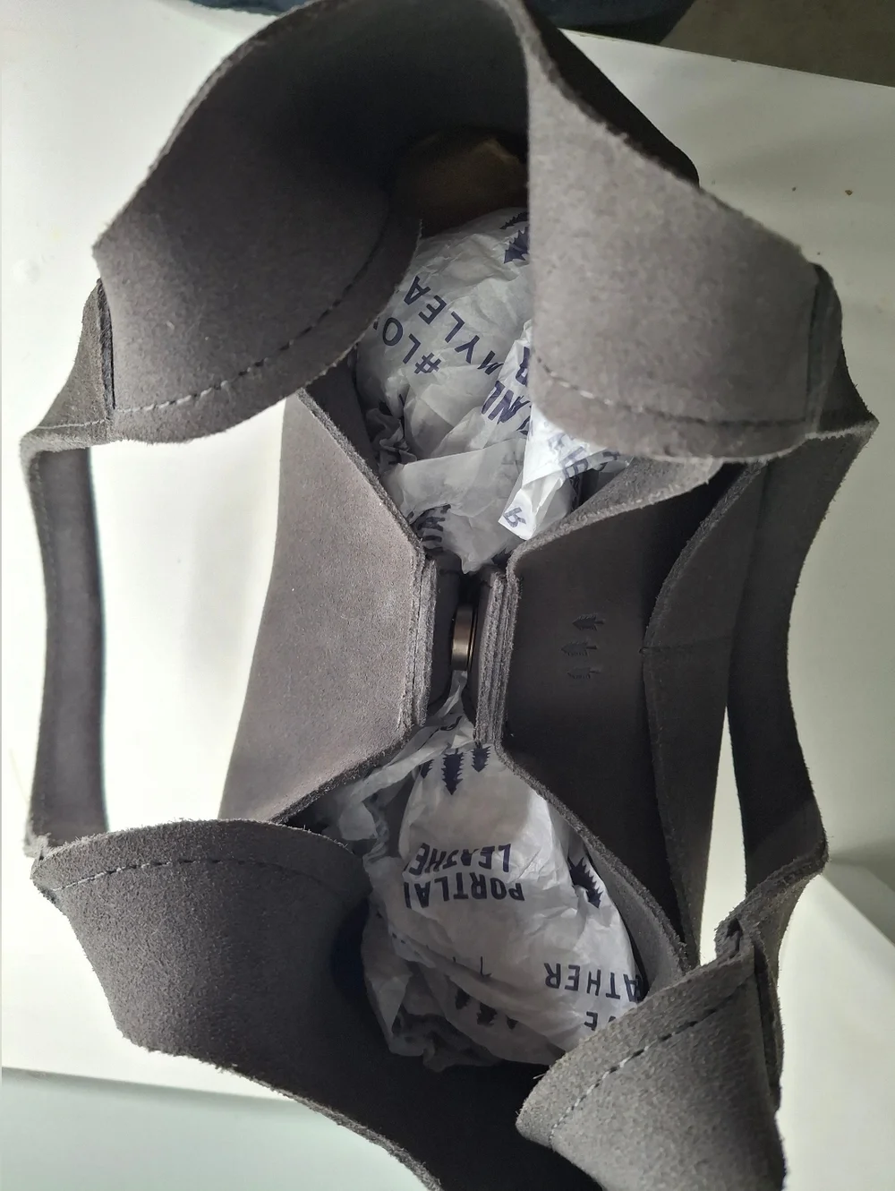 Portland Leather Madison Shoulder Bag Smoke Gray Suede NWOT - Picture 6 of 6